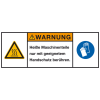 Produktsicherheitsschild Warnung Heiße Maschinenteile, RoHS konform, Folie, 200x75mm, ISO 3864-2