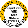 Mehrjahresprüfplakette gepr.nach VDE 0702 NP,26-31,weiß/gelb,Folie,20mm,10/Bogen