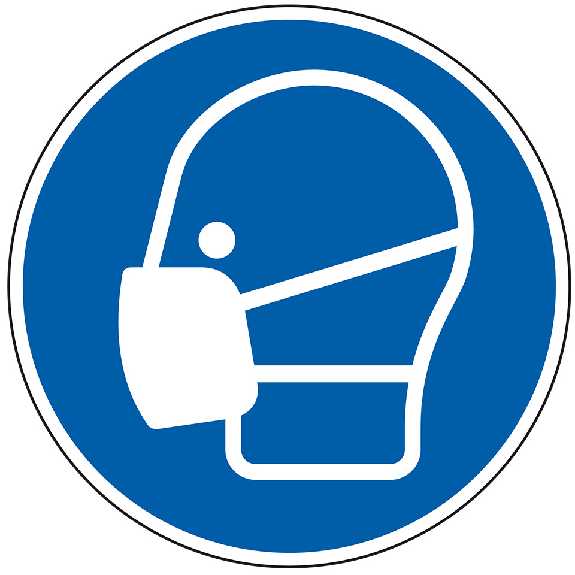 Gebotsschild Maske benutzen, Folie, selbstklebend, Ø 200mm, DIN EN ISO 7010 M016-Beschreibung lesen