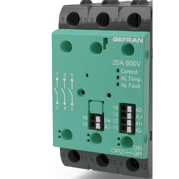 Relais statique 3PH 40A 480VAC / Cde 20-260Vac/Vdc, Vent. 115Vac+AL - GRZ-H-3P-3S-40-48-A-2-FAN64-0 Relais statique 3PH 40A 480VAC / Cde 20-260Vac/Vdc, Vent. 115Vac+AL - GRZ-H-3P-3S-40-48-A-2-FAN64-0-Lire la description