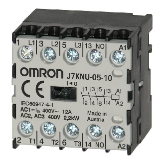 Micro contacteur, 3 pôles (NO)+1NO, 12A AC1, 2.2kW 24VAC 50/60 Hz - J7KNU-05-10 24-Lire la description