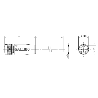 M12A Fem Droit 5p; Câble Blindé PUR 5x0.25 Noir Cpc 20m (60V) - BCC M415-0000-1A-016-PS0525-200 (BCC0LM0)-Lire la description