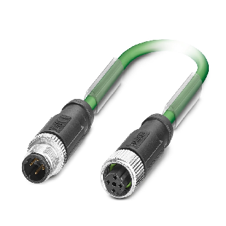 M12D Fem Droit 4p/M12D Mâle Droit 4p; PVC Blindé 4x0.34 Vert 10m - NBC-M12MSD/10,0-93B/M12FSD CMC-Lire la description