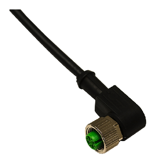 M12A Fem Coudé 4p; Câble PVC 4x0.34 Noir 30m - CD12M/0B-300C1-Lire la description