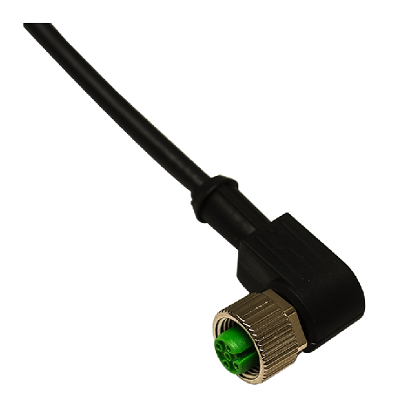 M12A Fem Coudé 4p; Câble PVC 4x0.34 Noir 30m - CD12M/0B-300C1-Lire la description