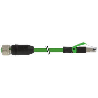 M12D Fem Droit 4p/RJ45 4p; Câble Blindé Vert Cpc 16m, CAT5 - 7000-44621-7961600-Lire la description