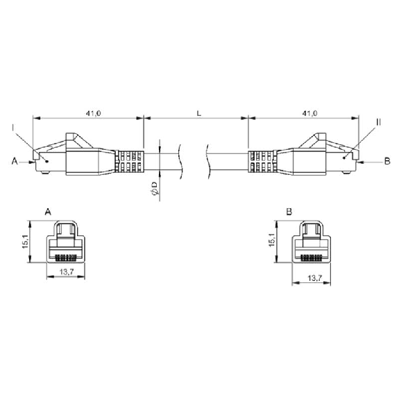 RJ45 Mâle Droit/RJ45 Mâle Droit; TPE Blindé 4x24AWG Bleu Cpc 3m - BCC E894-E894-90-339-ES64N9-030 (BCC0HPZ)-Lire la description