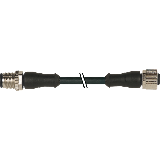 M12A Fem Droit 4p/M12A Mâle 4p; PUR 4x0.34 Noir Cpc 1m - CAM12.A4-11230419-Lire la description