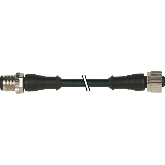 M12A Fem Droit 4p/M12A Mâle 4p; PUR 4x0.34 Noir Cpc 1m - CAM12.A4-11230419-Lire la description