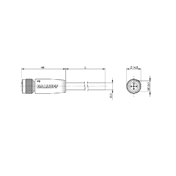 M12A Fem Droit 5p; Câble Blindé PUR 5x0.34 Noir Cpc 100m (60V) - BCC M415-0000-1A-043-PS0534-10X (BCC0H68)-Lire la description