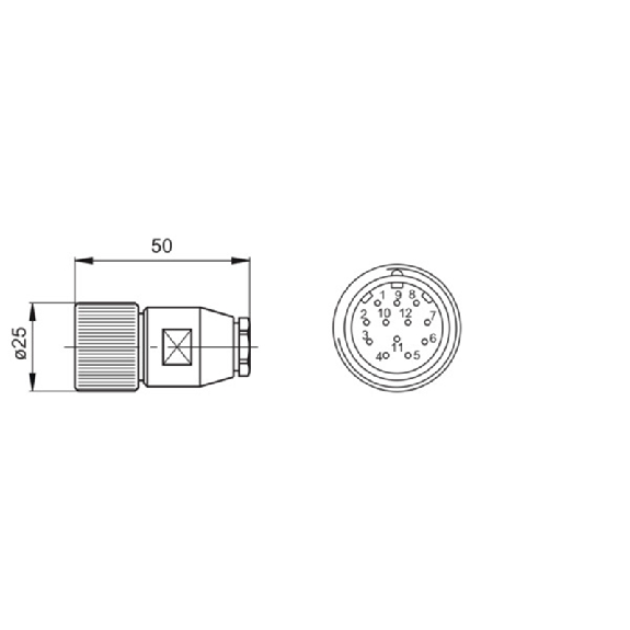 M23 Fem Droit 12p; Câble Blindé PVC Gris 10m - Z 182.007 M23 Fem Droit 12p; Câble Blindé PVC Gris 10m - Z 182.007-Lire la description