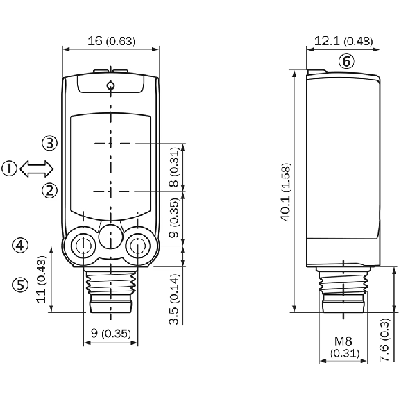 Cellule EAP PNP/NPN P=25mm PinPoint LO / M08 3P - WTB4FP-213112A0ZZZ (1125737)-Lire la description