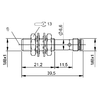 Cellule Barrage (E) P=3m Laser M8x40mm Inox Axial M08 3P - BOS 08E-X-LS20-S49 (BOS01U8)-Lire la description