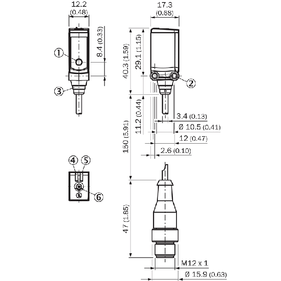 Cellule EAP PNP/NPN P=1m Laser IO-Link LO/DO / M12 4P+C0.2m - WTT4SLC-3B3432A00-Lire la description
