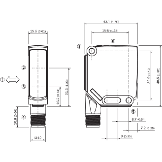 Cellule EAP PNP/NPN P=400mm Laser IO-Link 10-30Vdc / M12 4P - WTB12L-24161720A00-Lire la description