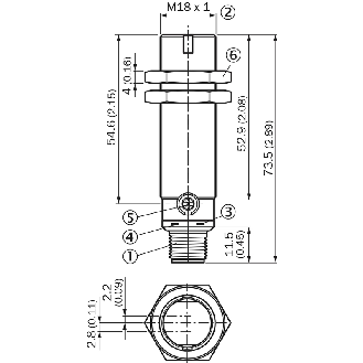 Cellule Bar. reflex PNP P=7,2m PinPoint M18 LO/DO Métal Axial M12 4P - GRL18-F2452-Lire la description