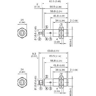 Cellule Barrage (E+R) PNP P=28m LO M18 Plast. Axial / M12 4P - VSE180-2F32432-Lire la description