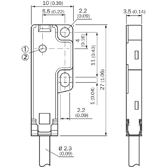 Cellule Barrage PNP P=1300mm PinPoint LO / Câble 2m - GSE2F-P1161-Lire la description