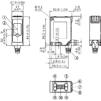 Cellule EAP ANA PNP/NPN P=3m Laser LO/DO / M12 5P - WTT190L-A2232-Lire la description
