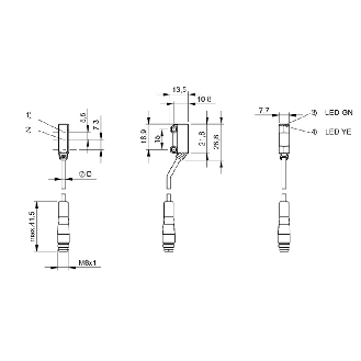 Cellule EAP PNP P=15mm LR LO / M08 3P+C0.2m - BOS R020K-PS-RF10-00,2-S49 (BOS021C)-Lire la description