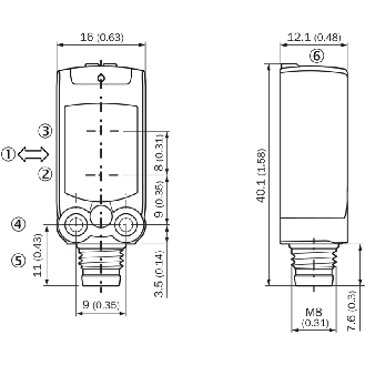 Cellule EAP PNP/NPN P=100mm PinPoint LO / M08 3P - WTB4FP-213111A0ZZ4-Lire la description