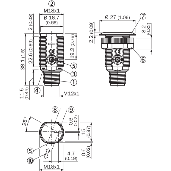 Cellule EAP NPN P=300mm PinPoint LO/DO M18 Plast. Axial / M12 4P - GRTB18S-N2417-Lire la description