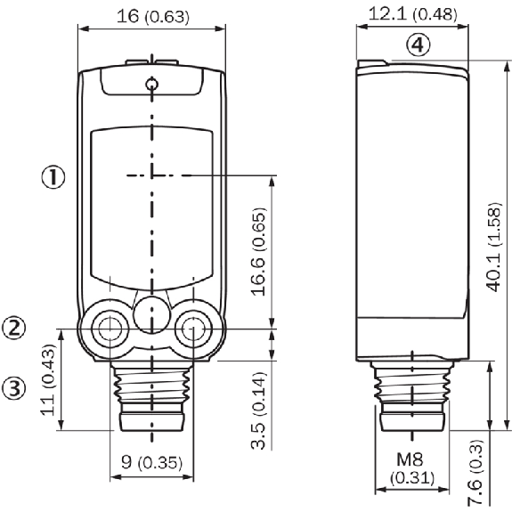 Cellule Barrage (E+R) PNP/NPN P=2m PinPoint LO E.test / M08 3P - WSE4FP-21312600ZZZ-Lire la description