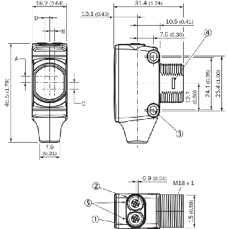 Cellule Directe PNP P=600mm PinPoint LO/DO / Câble 2m - HTE18-P1G2BB-Lire la description