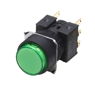 Bouton poussoir lumineux rond saillant vert alterné 24V DPDT - A165L-TGA-24D-2-Lire la description