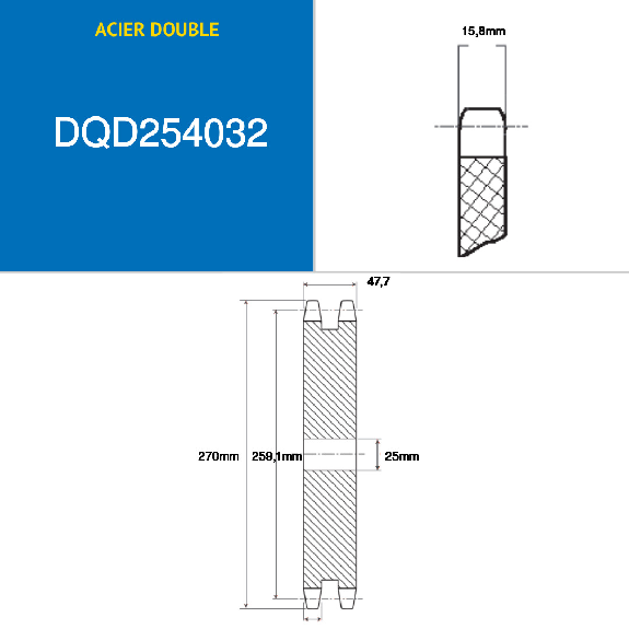 CMW - Vorgebohrte Scheibe - Stahl - Doppelzahn - 16B2 - 32 Zähne - 25,4 mm Teilung mit 25 mm Bohrung.-Beschreibung lesen
