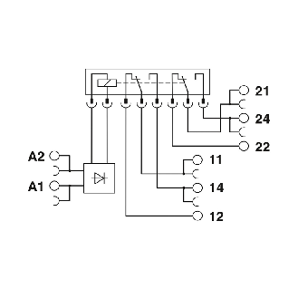 Module-relais, 14mm, DPDT, Push-In, 24Vdc - PLC-RPT- 24DC/21-21-Lire la description