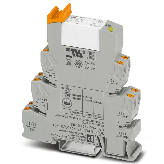 Module-relais, 14mm, DPDT, Push-In, 24Vdc - PLC-RPT- 24DC/21-21-Lire la description