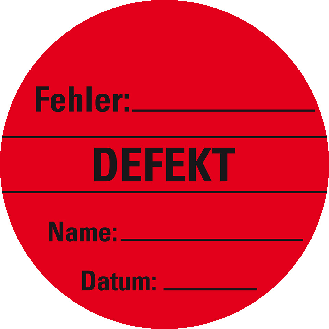 Organisationsetikett Defekt, rot, Haftpapier, ablösbar, Ø 60mm, 500/Rolle-Beschreibung lesen