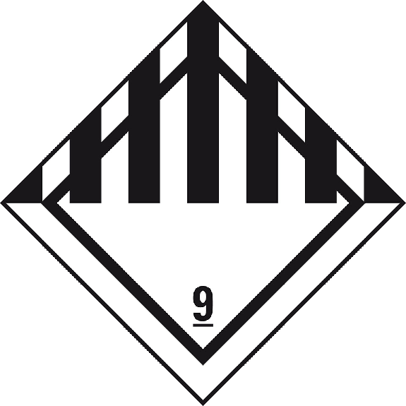 Verpackungskennzeichen Kl.9 Ver.gef.Stoffe, Folie, seewasserbeständig, 50x50mm, 500/Rolle, IMDG-Code, GGVSEB, ADR, IATA-Beschreibung lesen