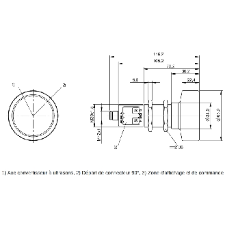 Ultrason Directe 4-20mA/0-10V PNP NO/NF P600-8000mm M30 Axial M12 5P - BUS M30M1-PPC-60/600-S92K (BUS0043)-Lire la description