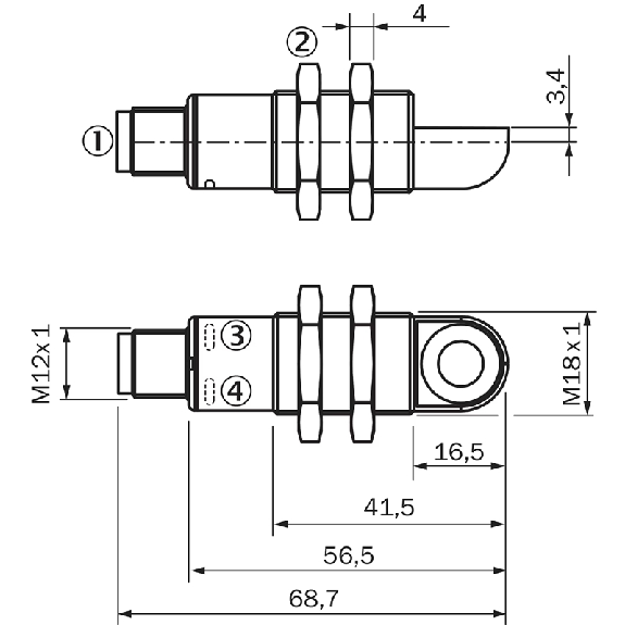Ultrason Directe M18 PNP/NPN P30-250mm IO-Link Métal Radial / M12 5P - UM18-21112B212 Ultrason Directe M18 PNP/NPN P30-250mm IO-Link Métal Radial / M12 5P - UM18-21112B212-Lire la description