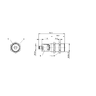 Ultrason Multi mode PNP(x2) NO/NF P250mm M30 Axial / M12 5P - BUS M30M1-PWX-03/025-S92K (BUS002R)-Lire la description