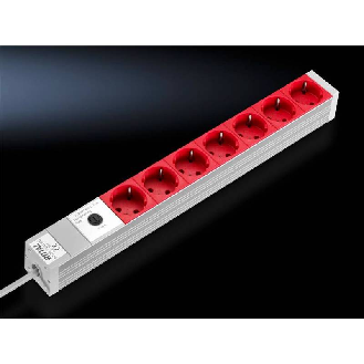 Bandeau 19", 7 prises Schuko + inter. 44x450x44mm (LxHxP) - DK 7240.220-Lire la description
