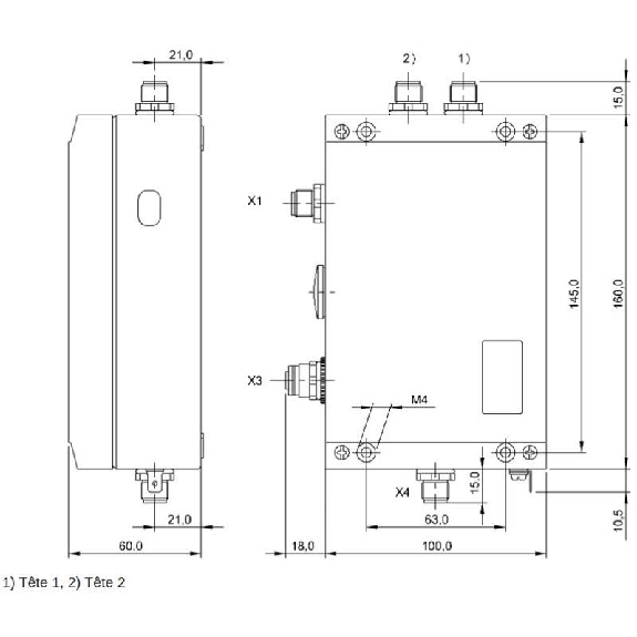 Unité d'exploitation RFID 70/455 kHz, Ethernet TCP/IP, 2 têtes - BIS C-6027-039-050-06-ST19 (BIS00AY)-Lire la description