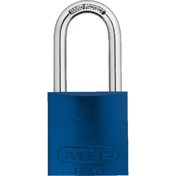 ABUS Vorhangschloss Aluminium 72/40HB40, blau, Bügelhöhe 39mm, 39x86x19mm, 2 Schl. ABUS Vorhangschloss Aluminium 72/40HB40, blau, Bügelhöhe 39mm, 39x86x19mm, 2 Schl.-Beschreibung lesen