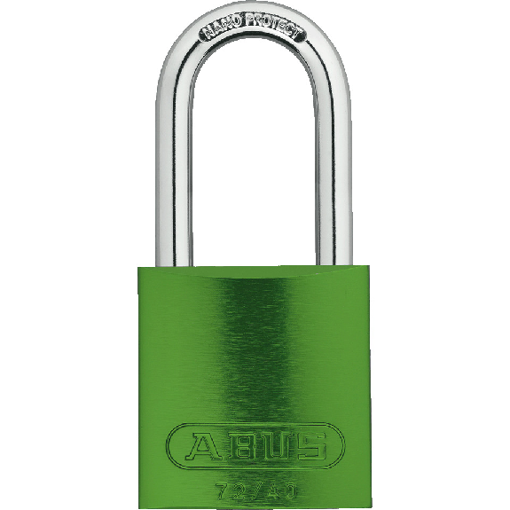 ABUS Vorhangschloss Aluminium 72/40HB40, grün, Bügelhöhe 39mm, 39x86x19mm, 2 Schl. ABUS Vorhangschloss Aluminium 72/40HB40, grün, Bügelhöhe 39mm, 39x86x19mm, 2 Schl.-Beschreibung lesen