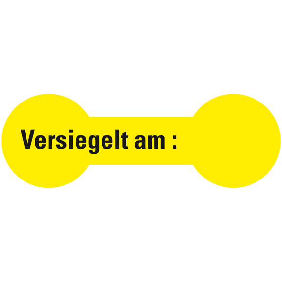 Sicherheitssiegel Versiegelt am:..., RoHS-konform, gelb, Haftpapier, 60x20mm, 12/Bogen-Leggi tutto