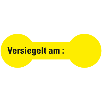 Sicherheitssiegel Versiegelt am:..., RoHS-konform, gelb, Haftpapier, 60x20mm, 12/Bogen-Beschreibung lesen
