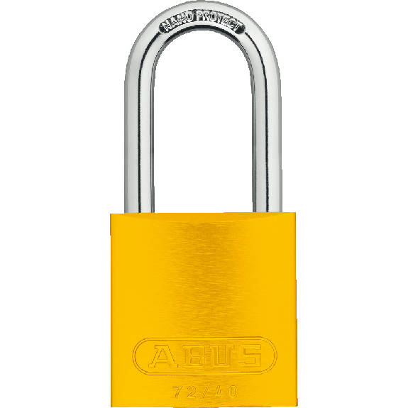ABUS Vorhangschloss Aluminium 72/40HB40, gelb, Bügelhöhe 39mm, 39x86x19mm, 2 Schl. ABUS Vorhangschloss Aluminium 72/40HB40, gelb, Bügelhöhe 39mm, 39x86x19mm, 2 Schl.-Beschreibung lesen
