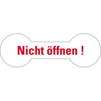 Sicherheitssiegel Nicht öffnen!, RoHS-konform, weiß, Haftpapier, 20x60mm, 12/Bogen-Beschreibung lesen