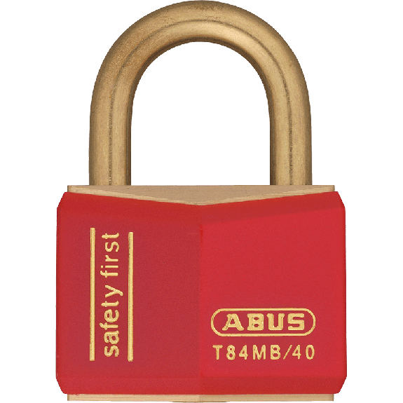 ABUS Vorhängeschloss, rot, verschiedenschl., Kunststoffummantelung, 2 Schlüsseln-Lire la description