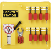 Lockout-Station, Variante 21, gefüllt, Wartungsanhängern, 8 Schössser, Multischließ.