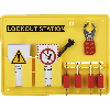 Lockout-Station, Variante 2, gefüllt, Wartungsanhängern, 4 Schössser, Multischließ.