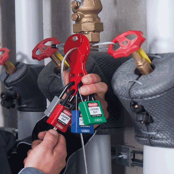 ABUS Standard Kabel-Verriegelung, für bis zu 6 Schlösser, mit Metallkabel-Beschreibung lesen