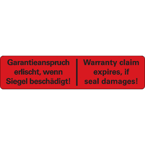 Siegel Garantieanspruch ...,leuchtrot,Papier,selbstklebend,15x65mm,30/Bogen-Beschreibung lesen